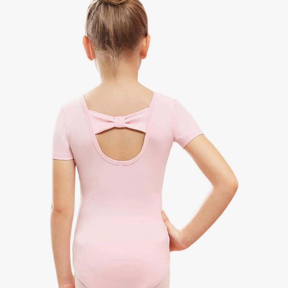 Pink Short Sleeve Leotard with Bow